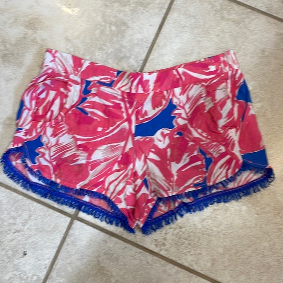 Lilly Pulitzer Cocoa Pull On Fringe Shorts Tiki Beach S - Picture 1 of 6